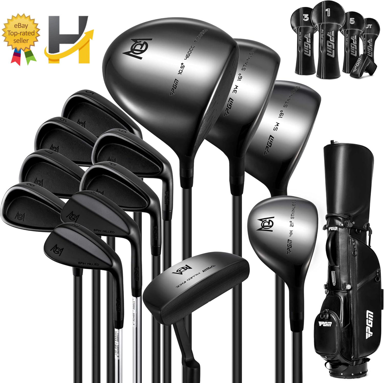 PGM Men's 19 Piece Complete Golf Club Set Right Hand Regular Graphite Shaft Bag