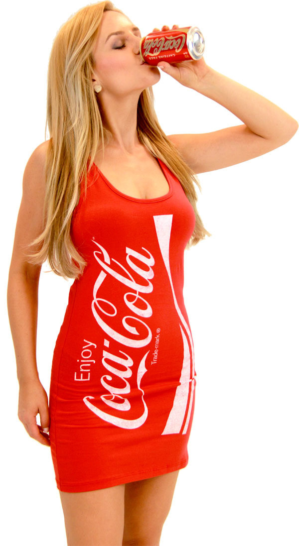 Womens Juniors Coke Coca-Cola Tunic Tank Dress Halloween Costume Cosplay