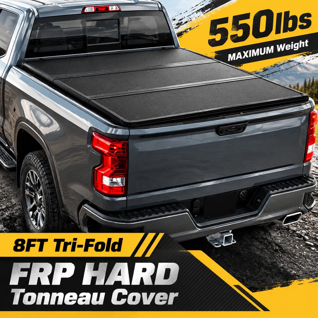 8FT Long Hard Fold Truck Bed Tonneau Cover For Silverado & GMC Sierra 2010-2026 8FT Long Hard Fold Truck Bed Tonneau Cover For Silverado & GMC Sierra 2010-2026