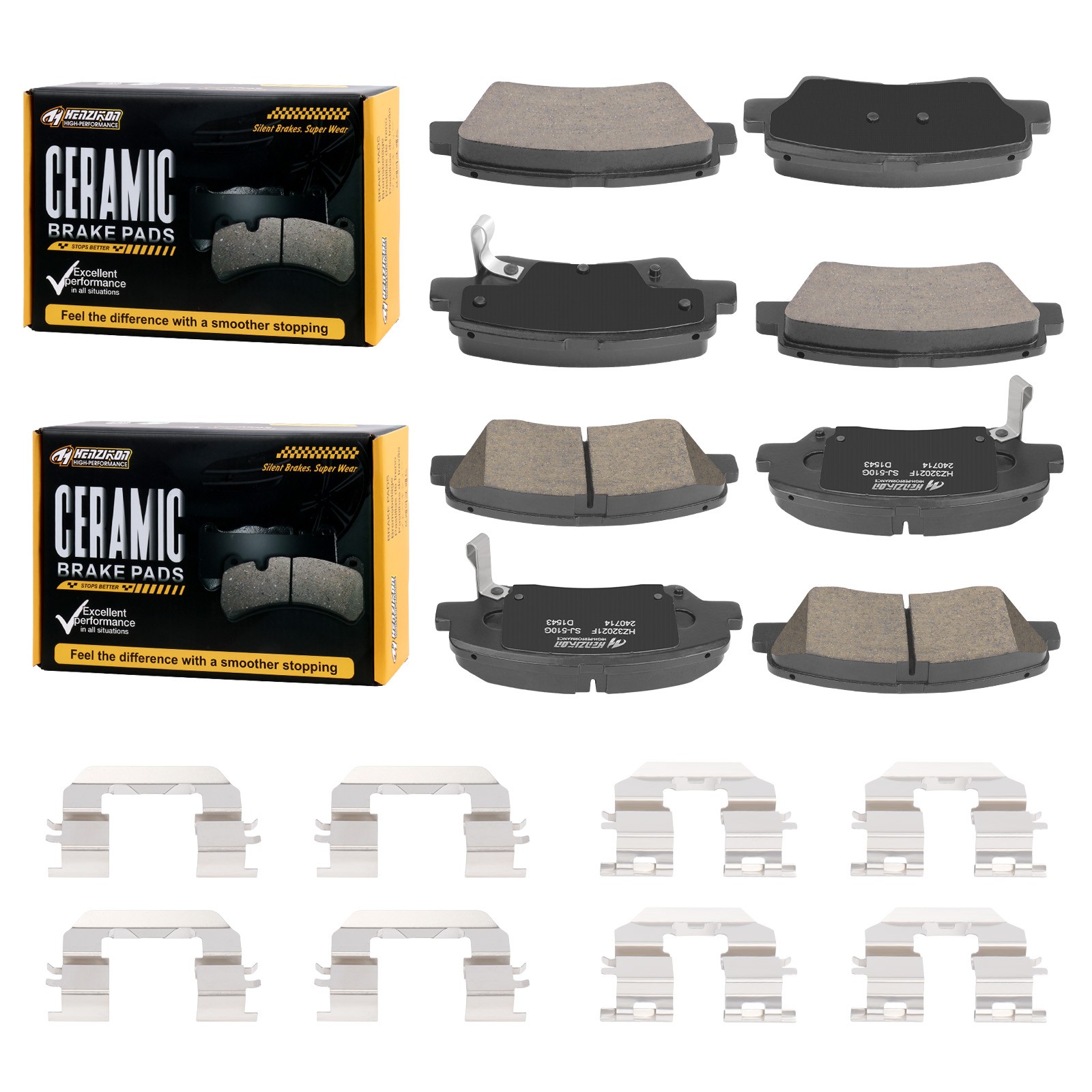 Ceramic Front & Rear Brake Pads Hardware for Hyundai Veloster Kia Forte Elantra
