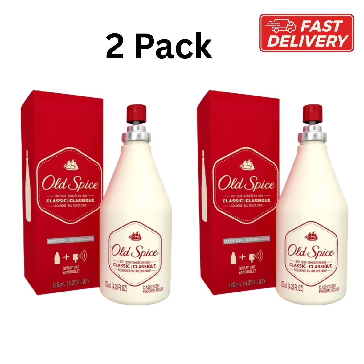 2 pk Old Spice Classic Scent Cologne For Men, 4.25 fl oz 2 pk Old Spice Classic Scent Cologne For Men, 4.25 fl oz
