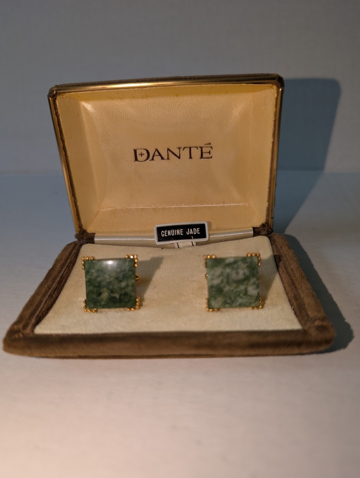 VINTAGE E.P. YELLOW GOLD - JADE CUFFLINKS BY DANTE