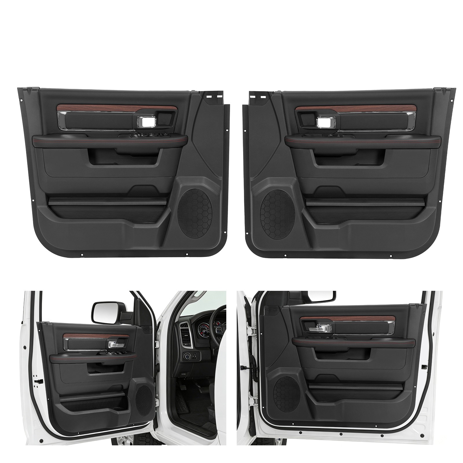 Inner Side Door Panels Pair For 2013-2018 Dodge Ram 1500 2500 3500 Texture Black