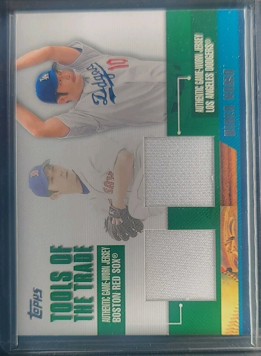 2002 Topps Traded - Tools of the Trade Hideo Nomo #DTRR-HN Dual Relic (MEM)