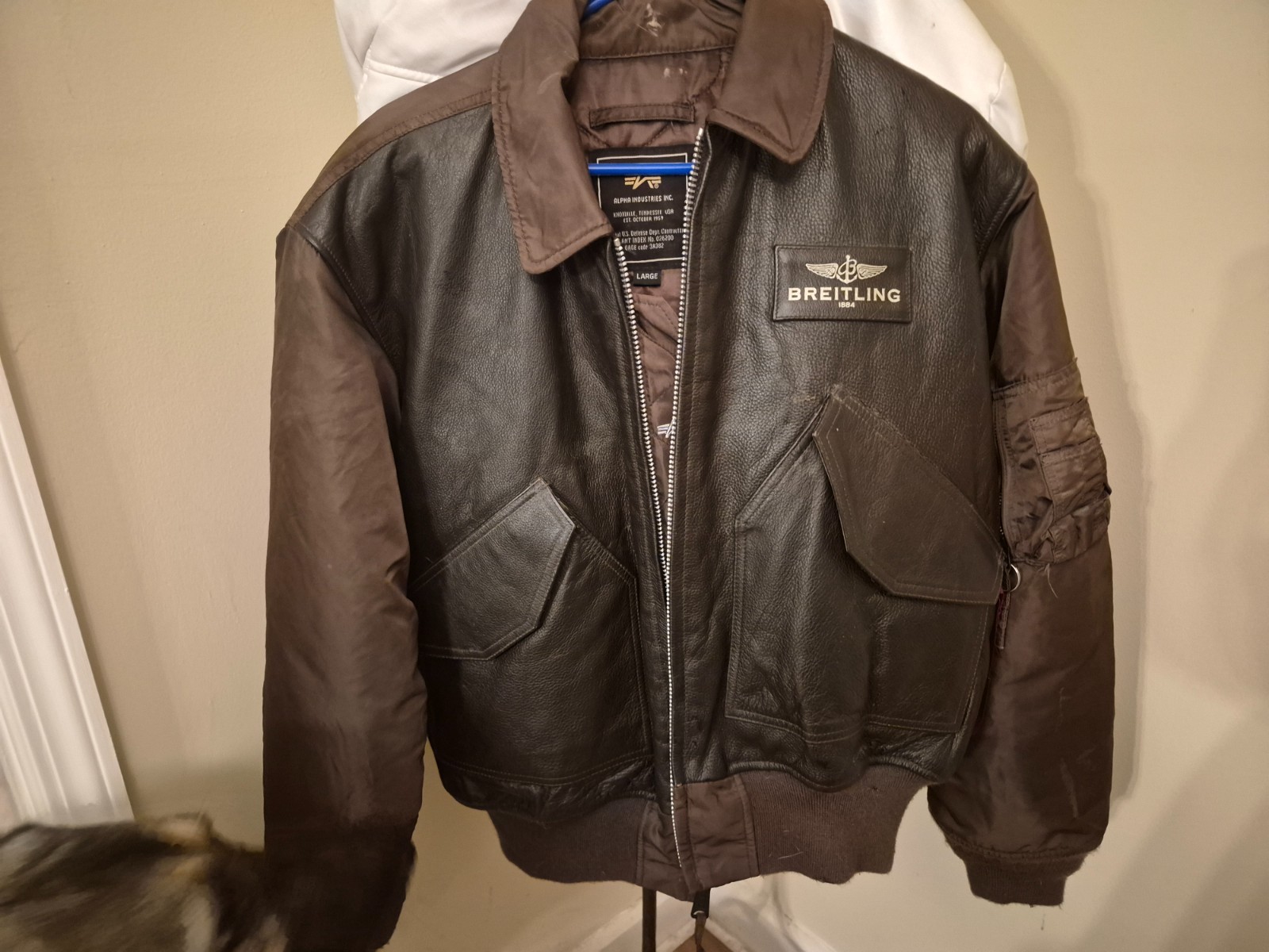Breitling x Alpha Industries CWU-45/P Mens Bomber Jacket Brown Large Rare Breitling x Alpha Industries CWU-45/P Mens Bomber Jacket Brown Large Rare