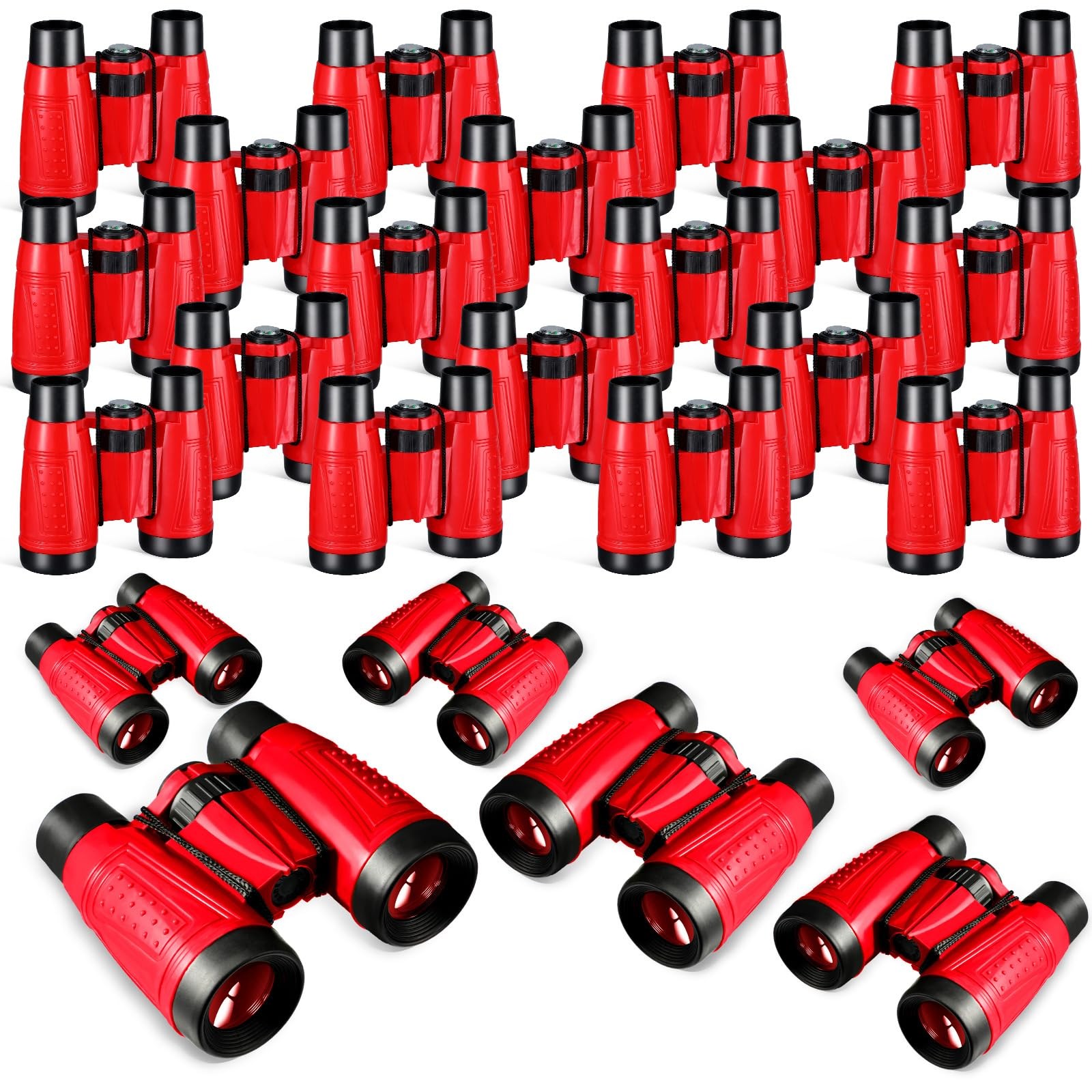 Libima 24 Pcs Red Binoculars - Educational Compact Telescope with Neck String
