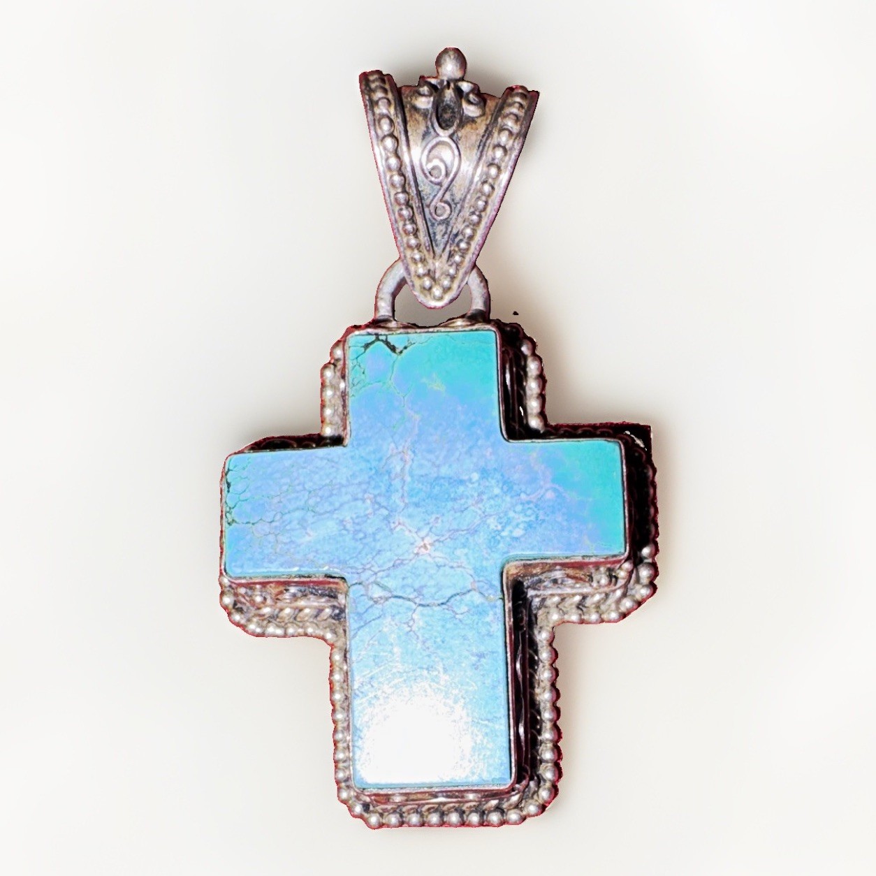 Vintage Sterling Silver 925 Turquoise Cross Pendant Southwestern Native Style Vintage Sterling Silver 925 Turquoise Cross Pendant Southwestern Native Style