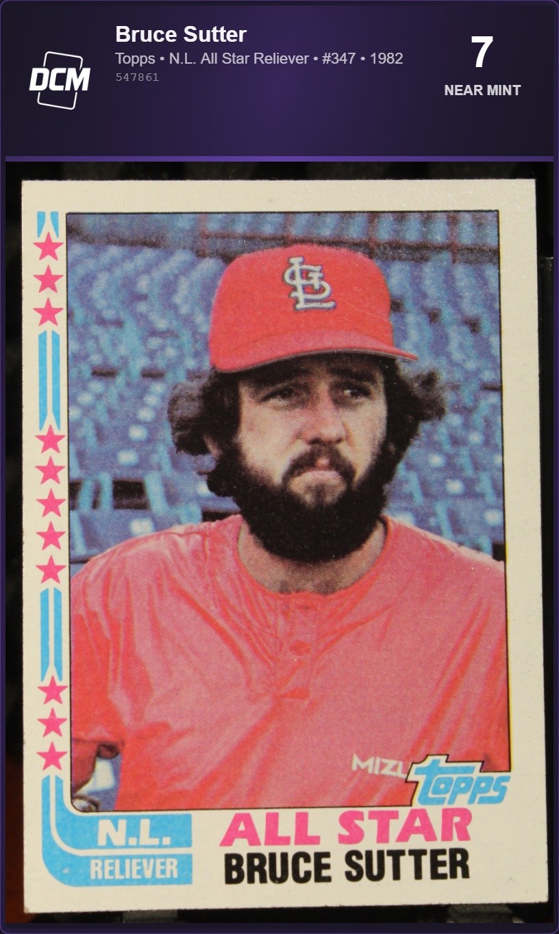 1982 Topps N.L. All Star Reliever Bruce Sutter #347 St. Louis Cardinals DCM 7