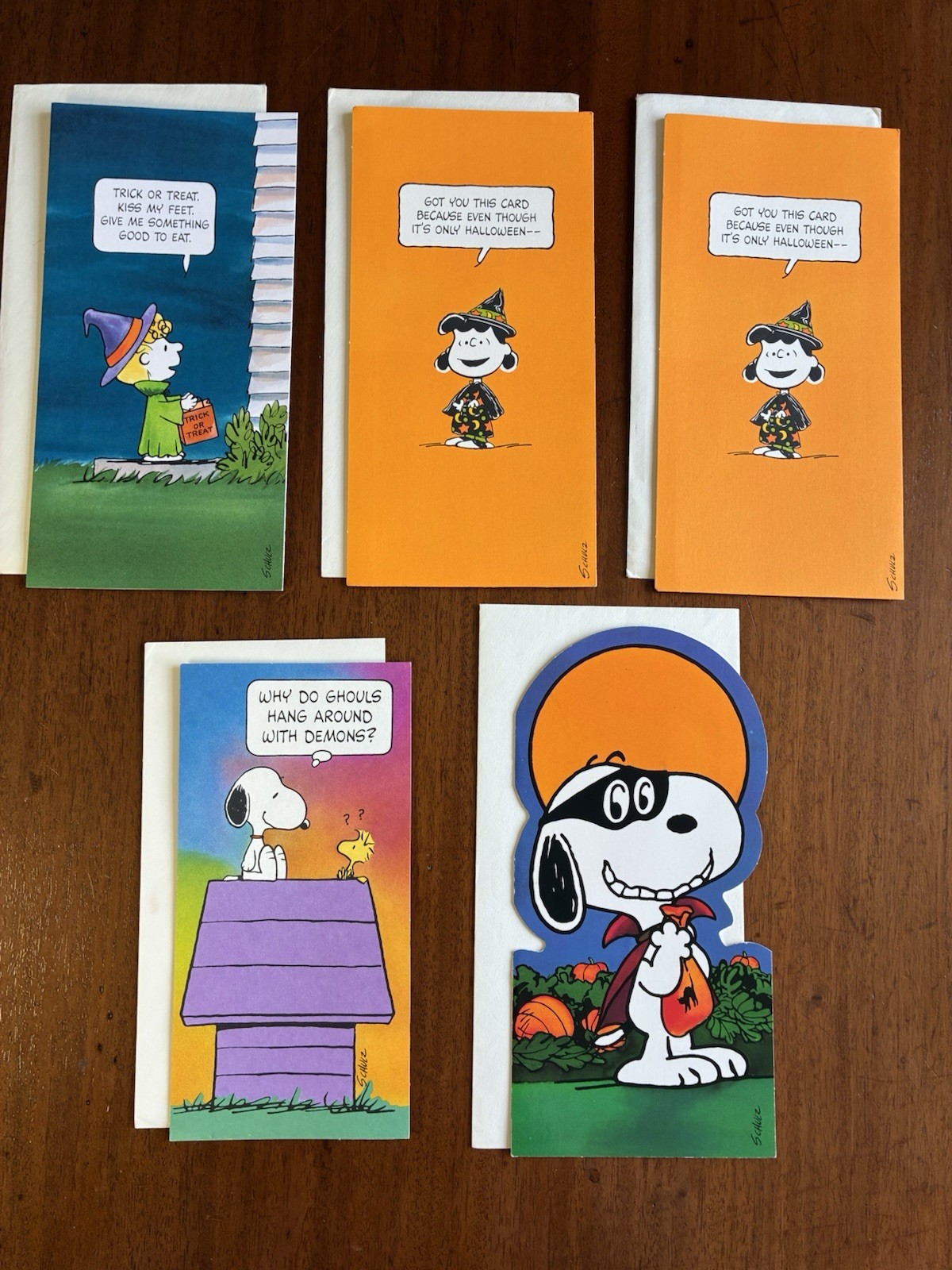 Vintage Peanuts Halloween Card Lot Unused 60s 70s Hallmark Lucy Snoopy 