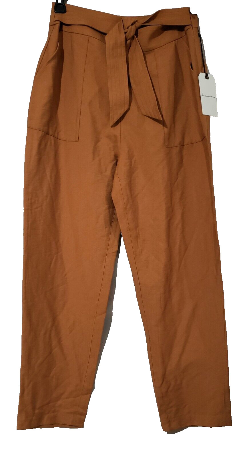 LEITH Brown Relaxed Fit Pants Size Medium Tie Belt Ankle Anthropologie NWT