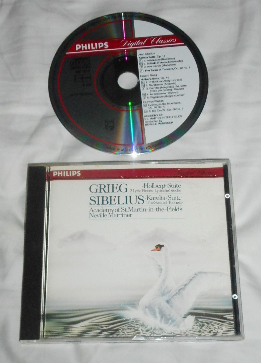GRIEG - SIBELIUS: Holberg - Karelia - Etc. CD 1985 Philips NEVILLE MARRINER