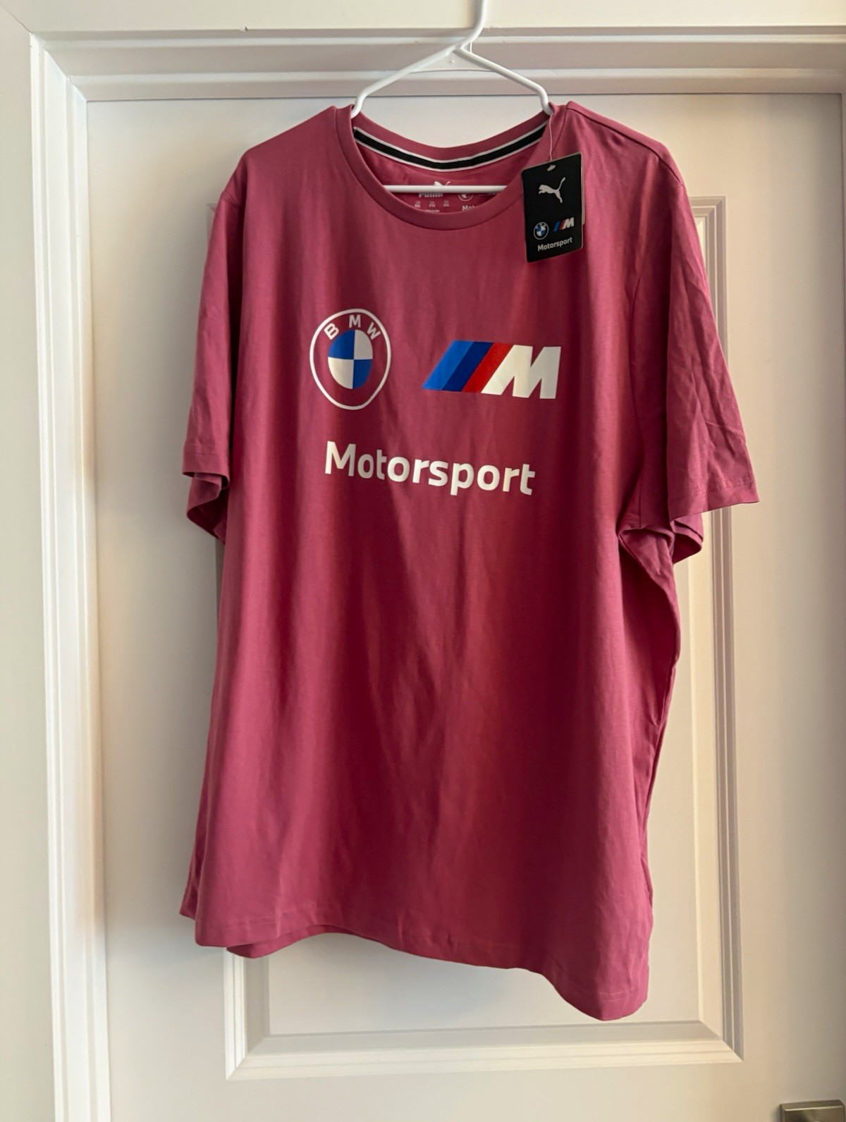 NWT PUMA BMW Motorsport Pink Logo Graphic Crew Neck Short Sleeve Tee Men XL NWT PUMA BMW Motorsport Pink Logo Graphic Crew Neck Short Sleeve Tee Men XL