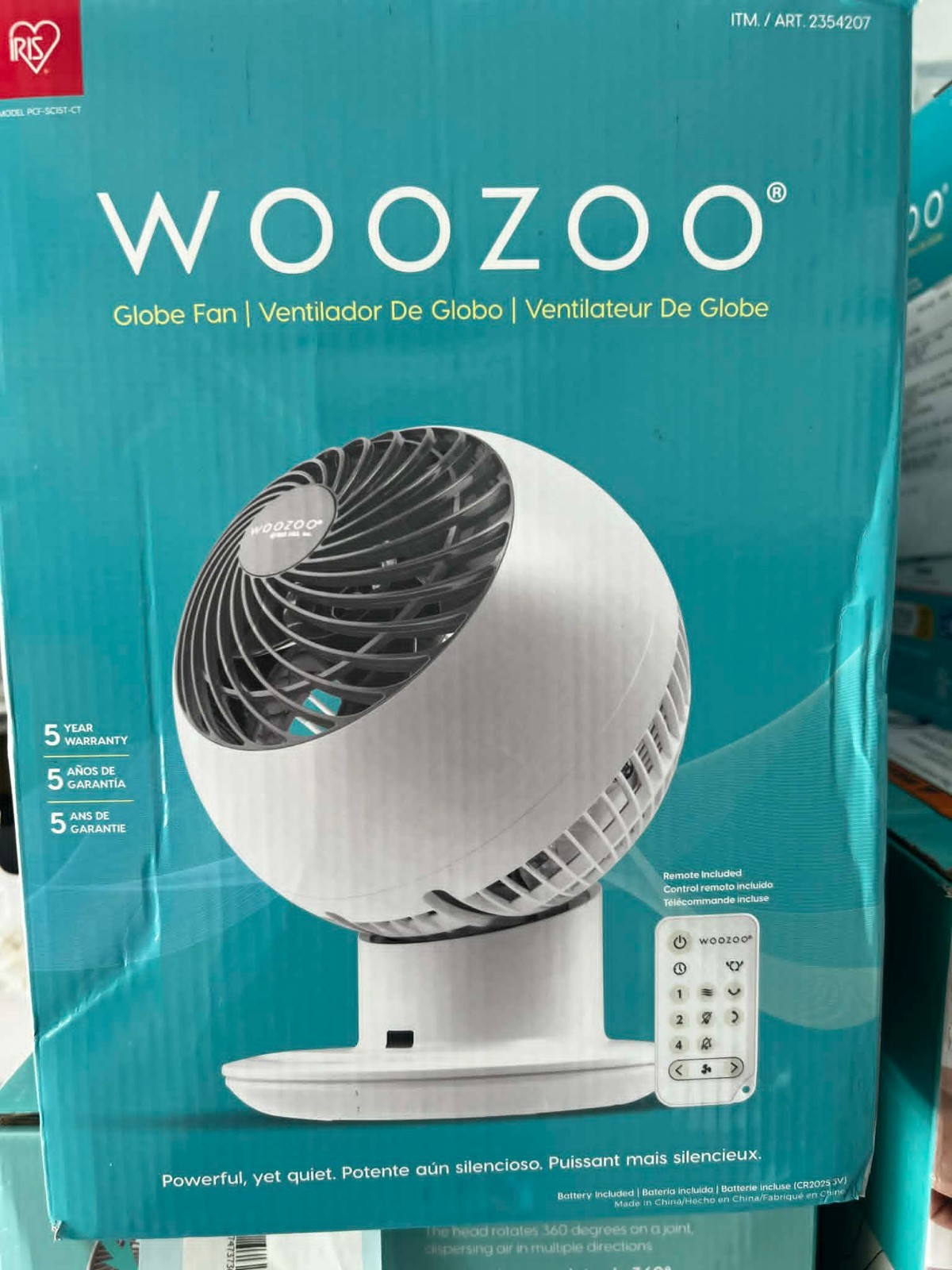 WOOZOO Globe Multi-Directional 5-Speed Oscillating Fan with Remote White WOOZOO Globe Multi-Directional 5-Speed Oscillating Fan with Remote White