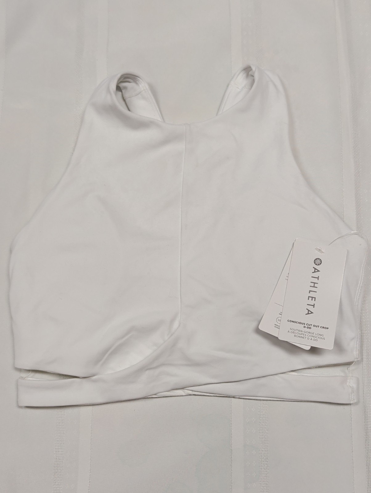 NEW Athleta Conscious Support Top Large D-DD Cup White Sports Yoga Tank Bra Top