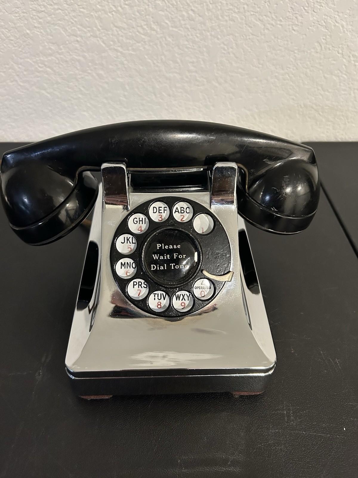 1948 Bell System Vintage Chrome & Black Rotary Dial Telephone w/ Handset tested 1948 Bell System Vintage Chrome & Black Rotary Dial Telephone w/ Handset tested