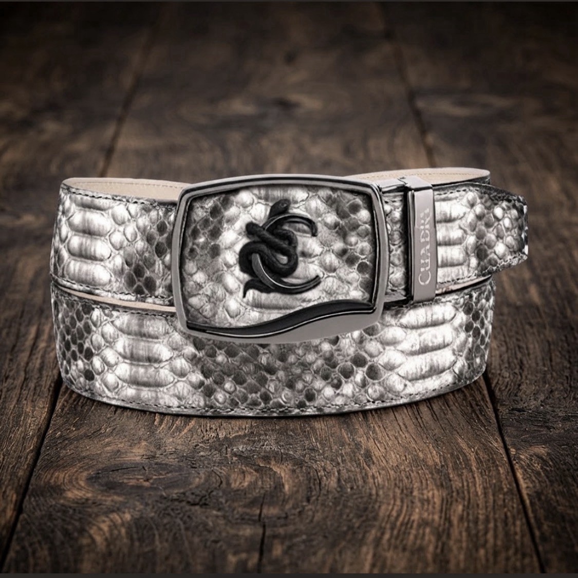 Cuadra Men's Natural Python Stitching  Belt  482