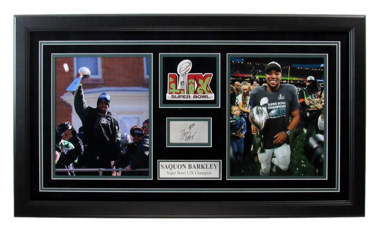 Saquon Barkley Eagles Super Bowl LIX Collage w/Laser Autograph Framed 192770 Saquon Barkley Eagles Super Bowl LIX Collage w/Laser Autograph Framed 192770
