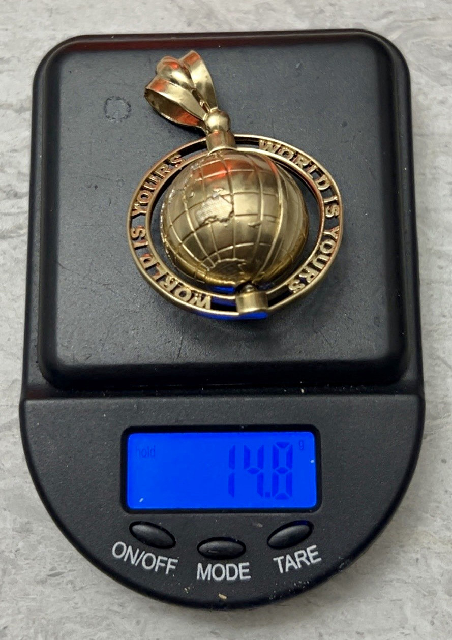 Gold Tone Round Globe Charm Pendant Curb Chain Necklace, World & Travel Gold Tone Round Globe Charm Pendant Curb Chain Necklace, World & Travel