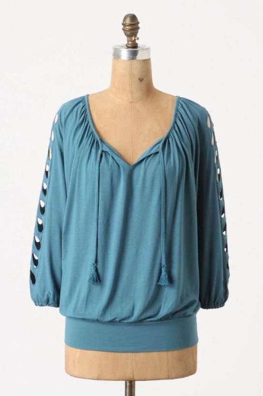 Anthropologie Top S DELETTA Pullover CATCH A GLIMPSE Blouse Pullover Cut Out NWT