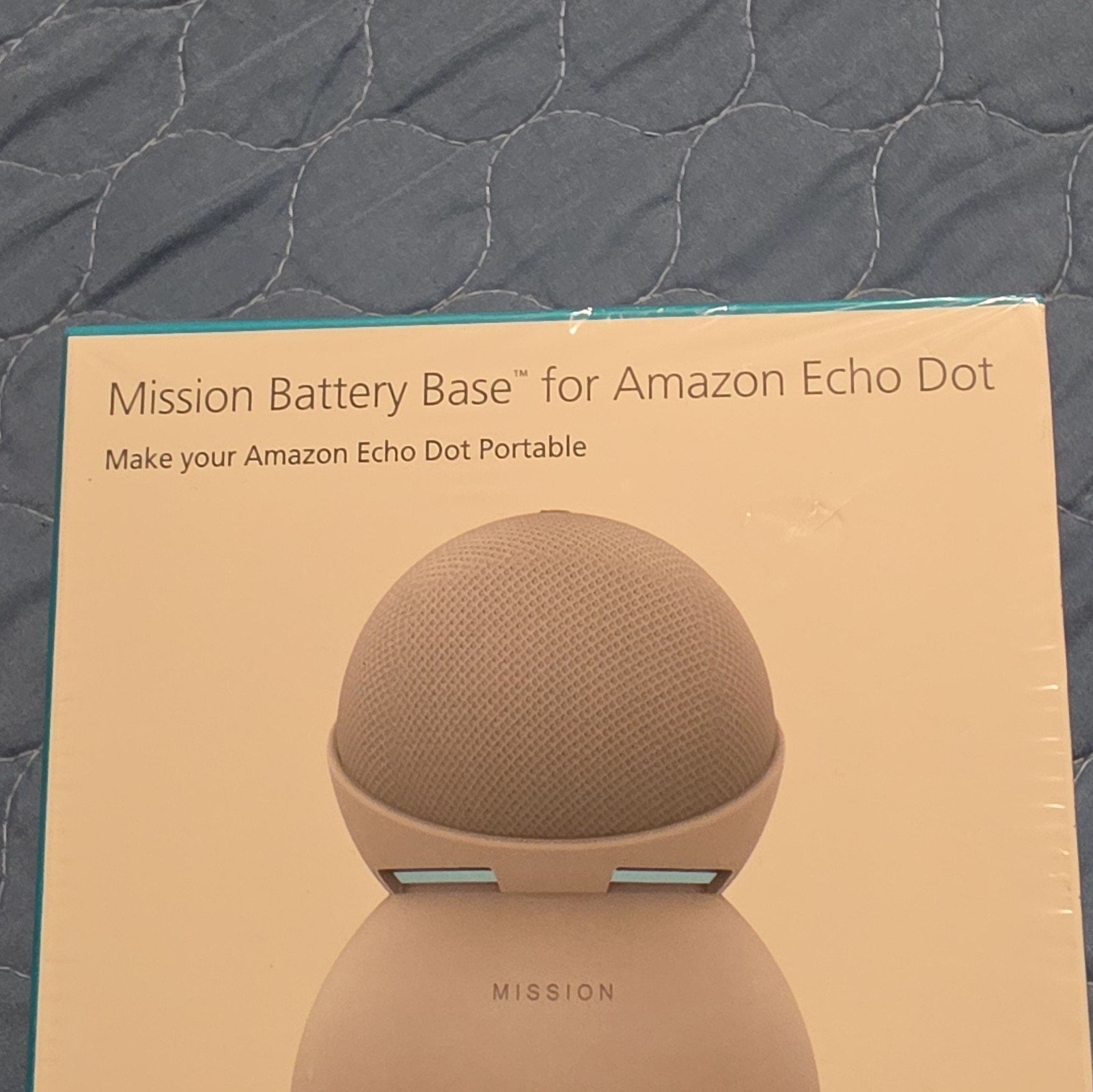 Mission Portable Battery Dock Base for Amazon Echo Dot Speaker, White