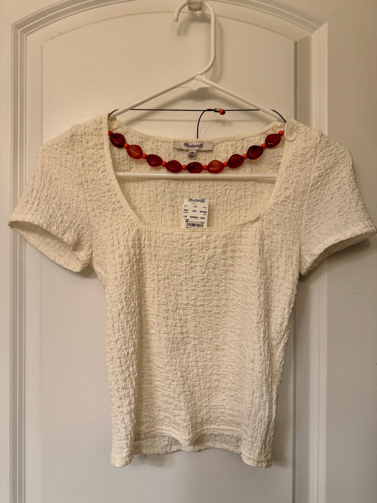 NWT Madewell Textured Top Size XXS White Short Sleeve NWT Madewell Textured Top Size XXS White Short Sleeve