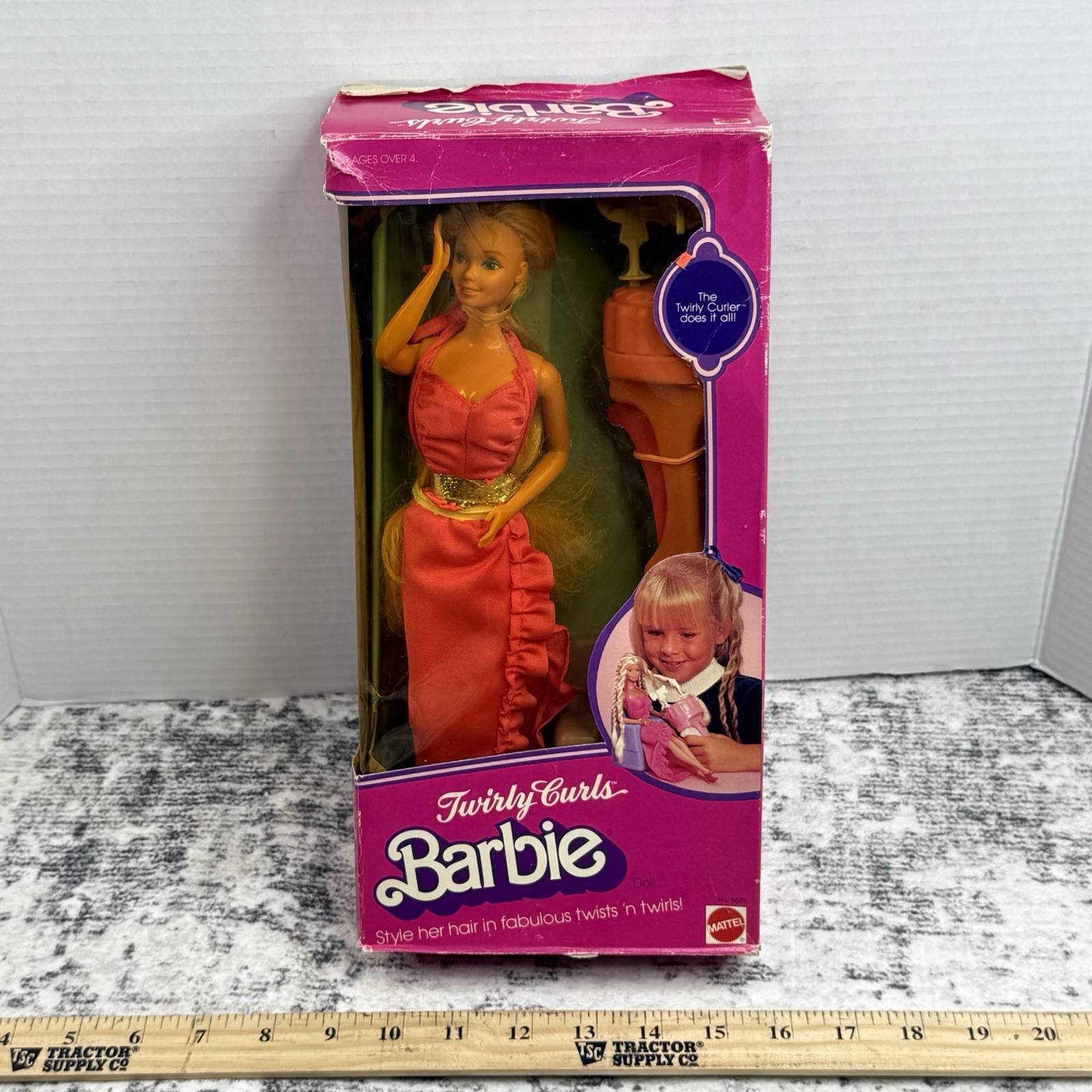 1982 Barbie Twirly Curls Barbie Doll Mattel Open Box No. 5579 Box Damage