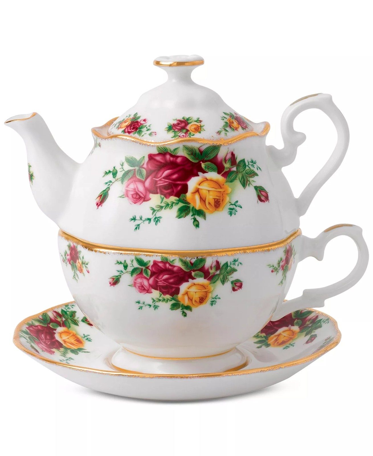 198$ Royal Albert Old Country Roses Tea For One Set White Multicolor 198$ Royal Albert Old Country Roses Tea For One Set White Multicolor