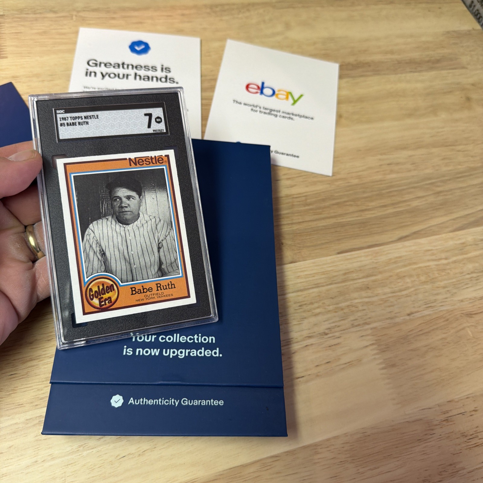 Babe Ruth Baseball Card SGC 7 New York Yankees Nestle Topps 1987 Vintage Bambino