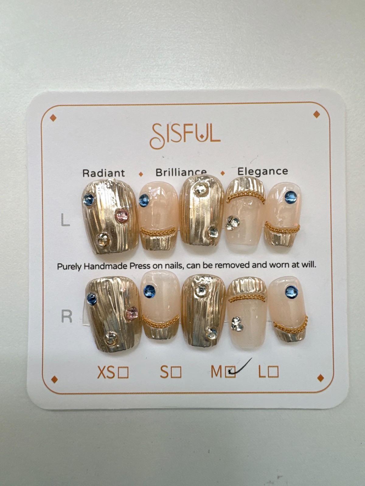 Sisful Sandy Serenity Luxury Handmade Bejeweled Press-On Nails Sisful Sandy Serenity Luxury Handmade Bejeweled Press-On Nails