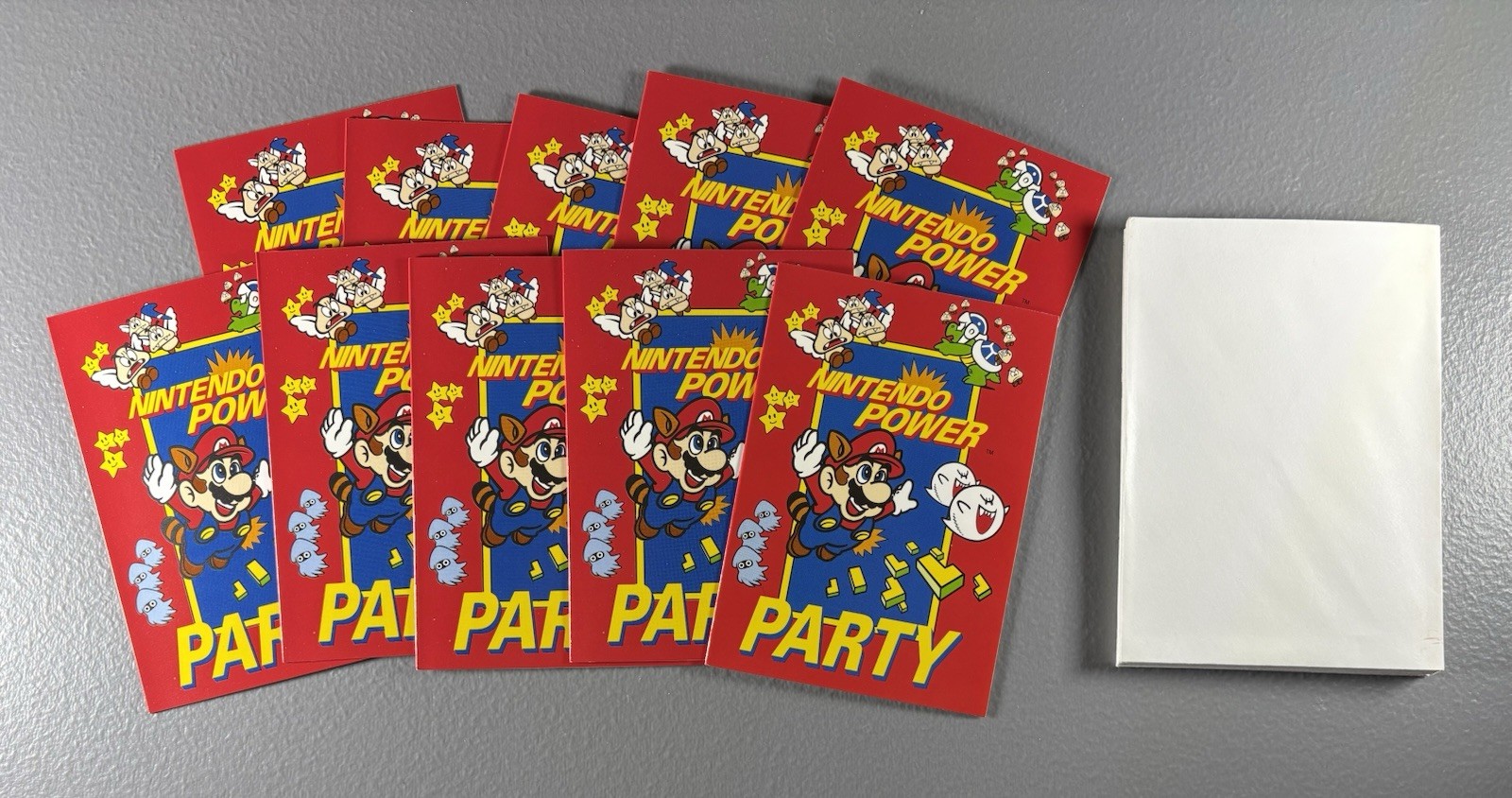 Vintage Super Mario Nintendo Birthday Card Invitations Set Of 10 1990 