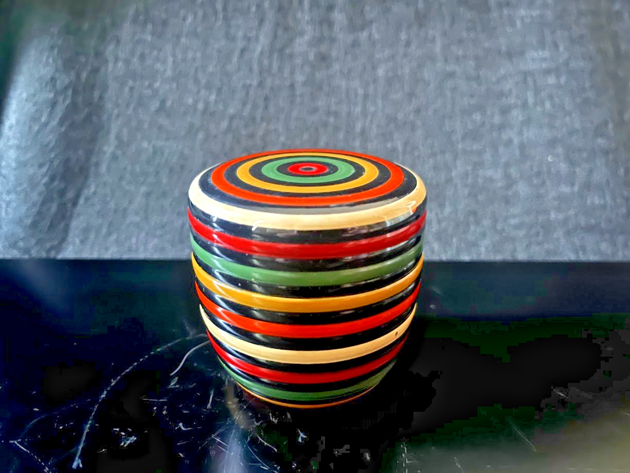 Vintage Japanese Rainbow Striped Natsume Tea Caddy Lacquerware Tea Ceremony