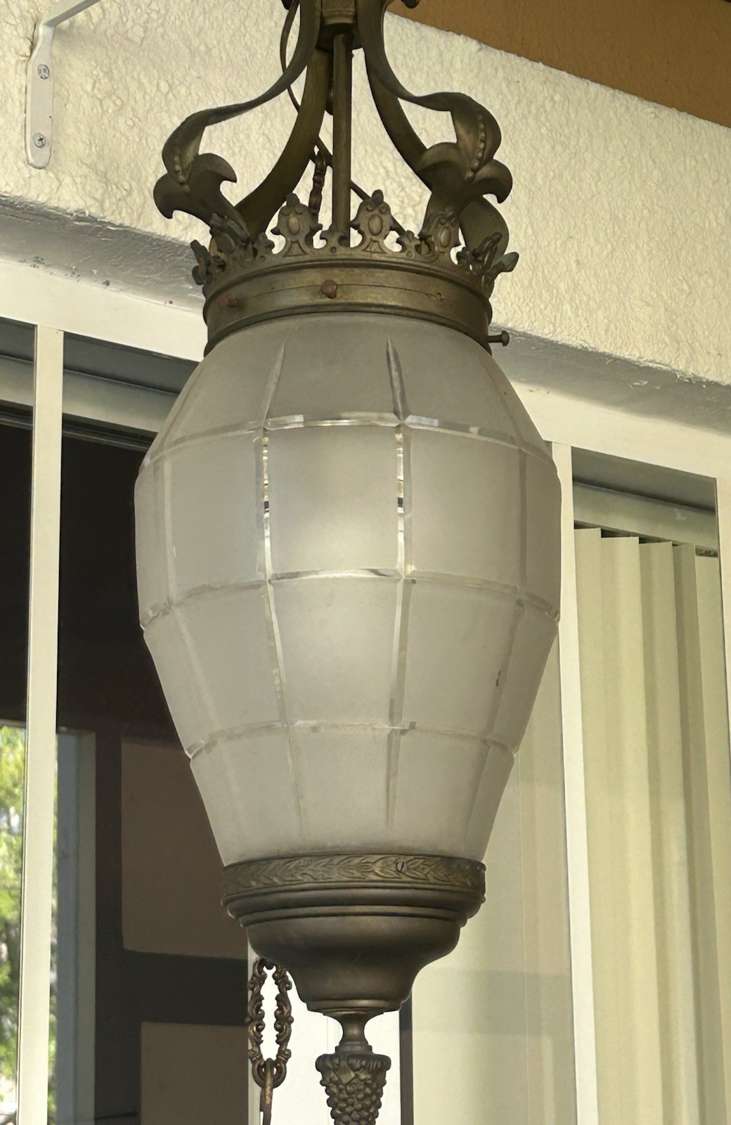 Gorgeous large antique c.1900s lantern style hanging Ceiling Lamp w/glass shade Gorgeous large antique c.1900s lantern style hanging Ceiling Lamp w/glass shade
