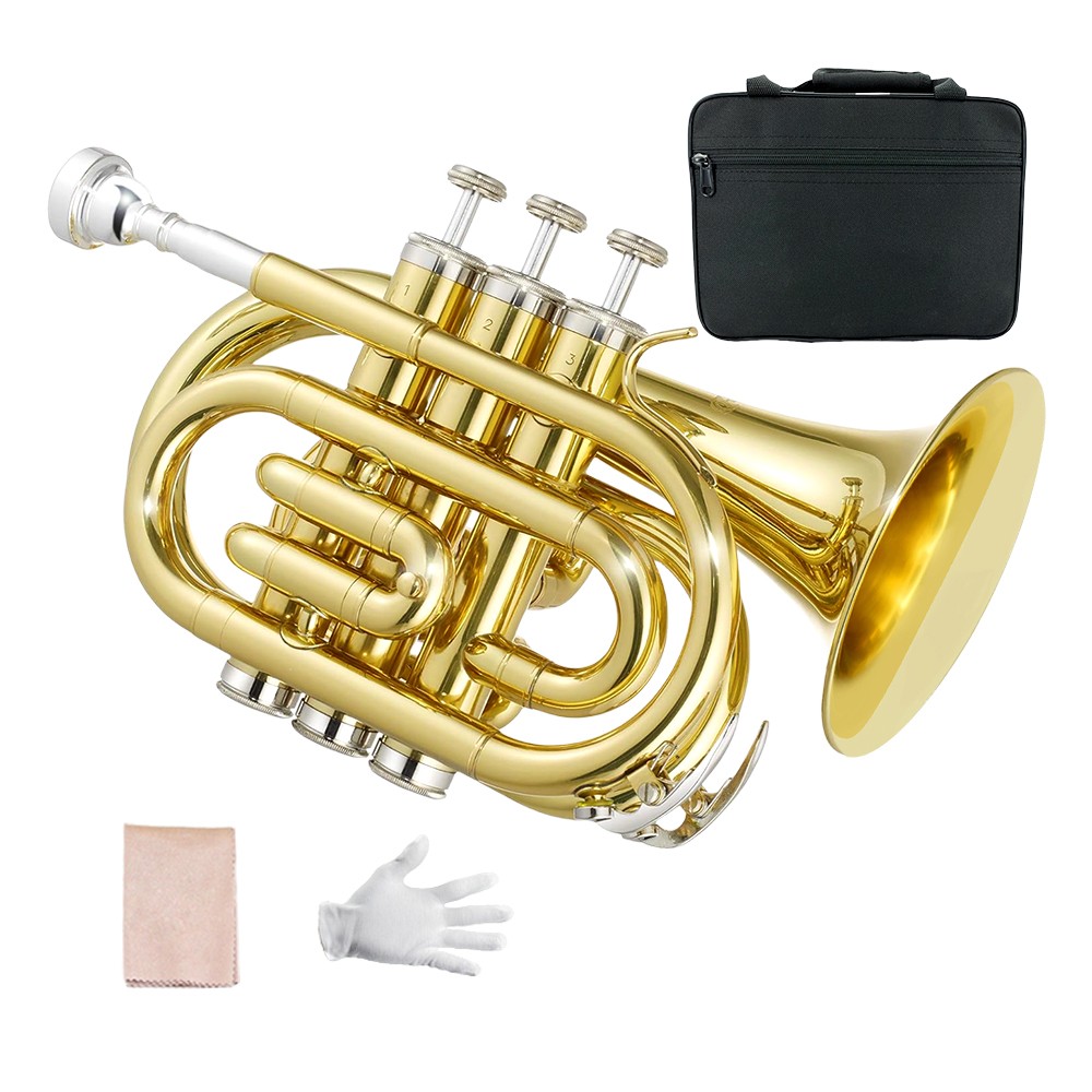 Vintage Royal Brass Golden Finish Pocket Trumpet Bugle Flugel Horn Trumpet Vintage Royal Brass Golden Finish Pocket Trumpet Bugle Flugel Horn Trumpet