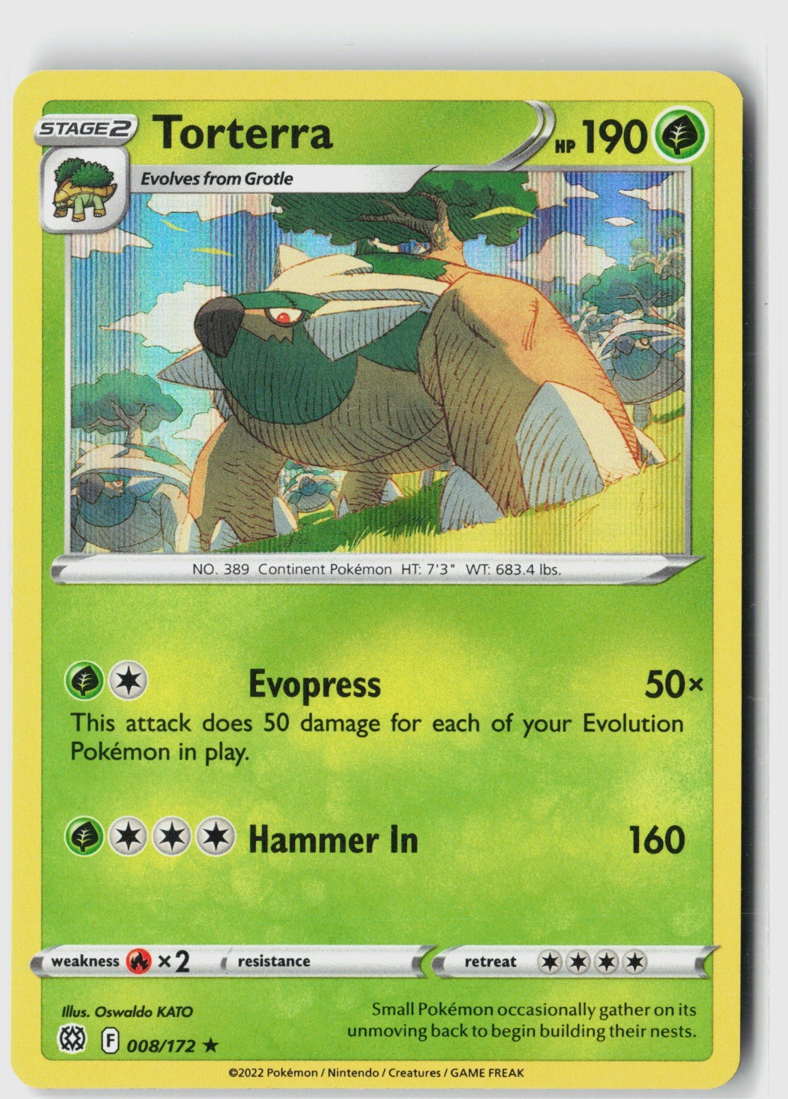 Torterra Holo Rare SWSH09: Brilliant Stars 008/172 NM