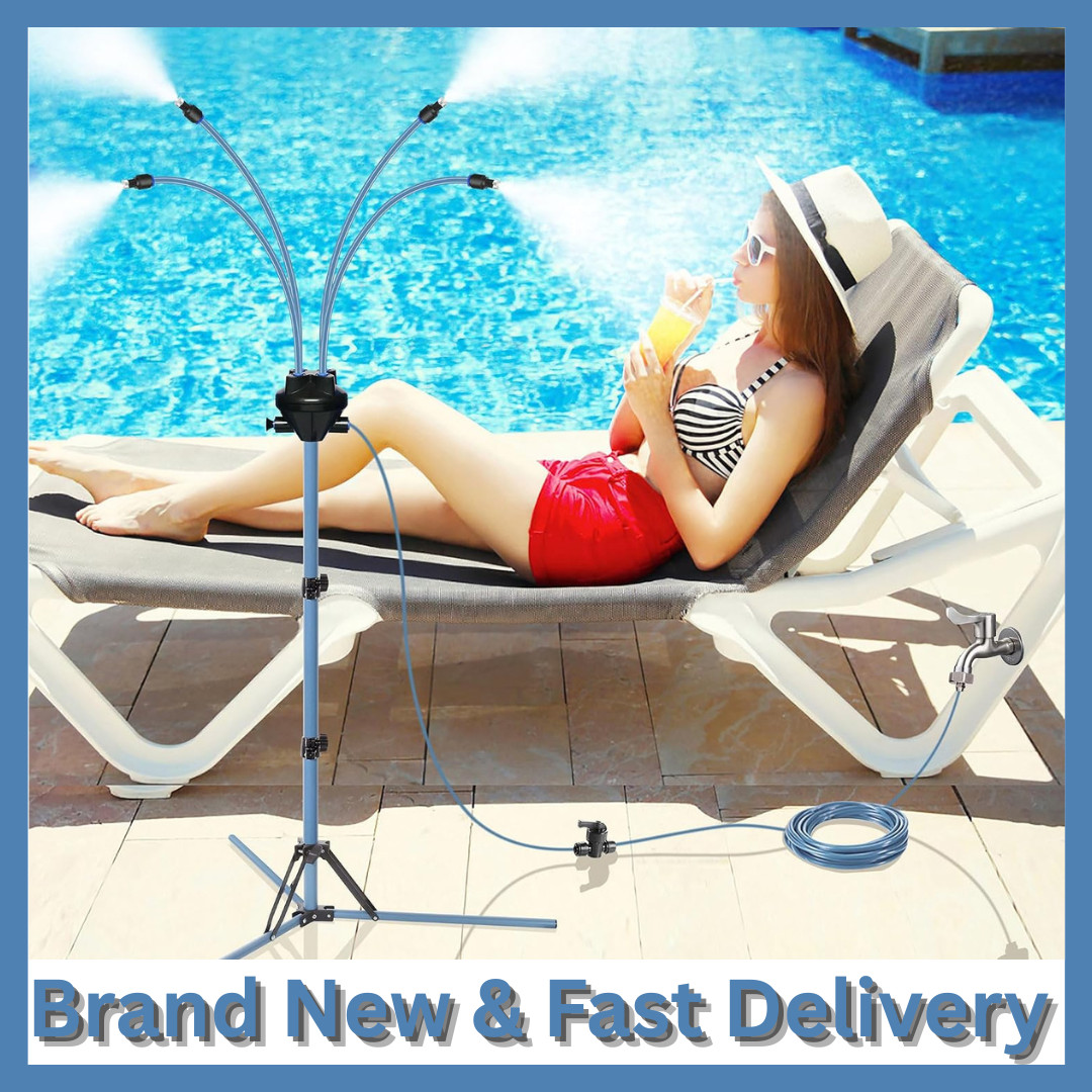 5.3FT Standing Patio Mister Adjustable Tripod Outdoor Cooling Water Sprinkler