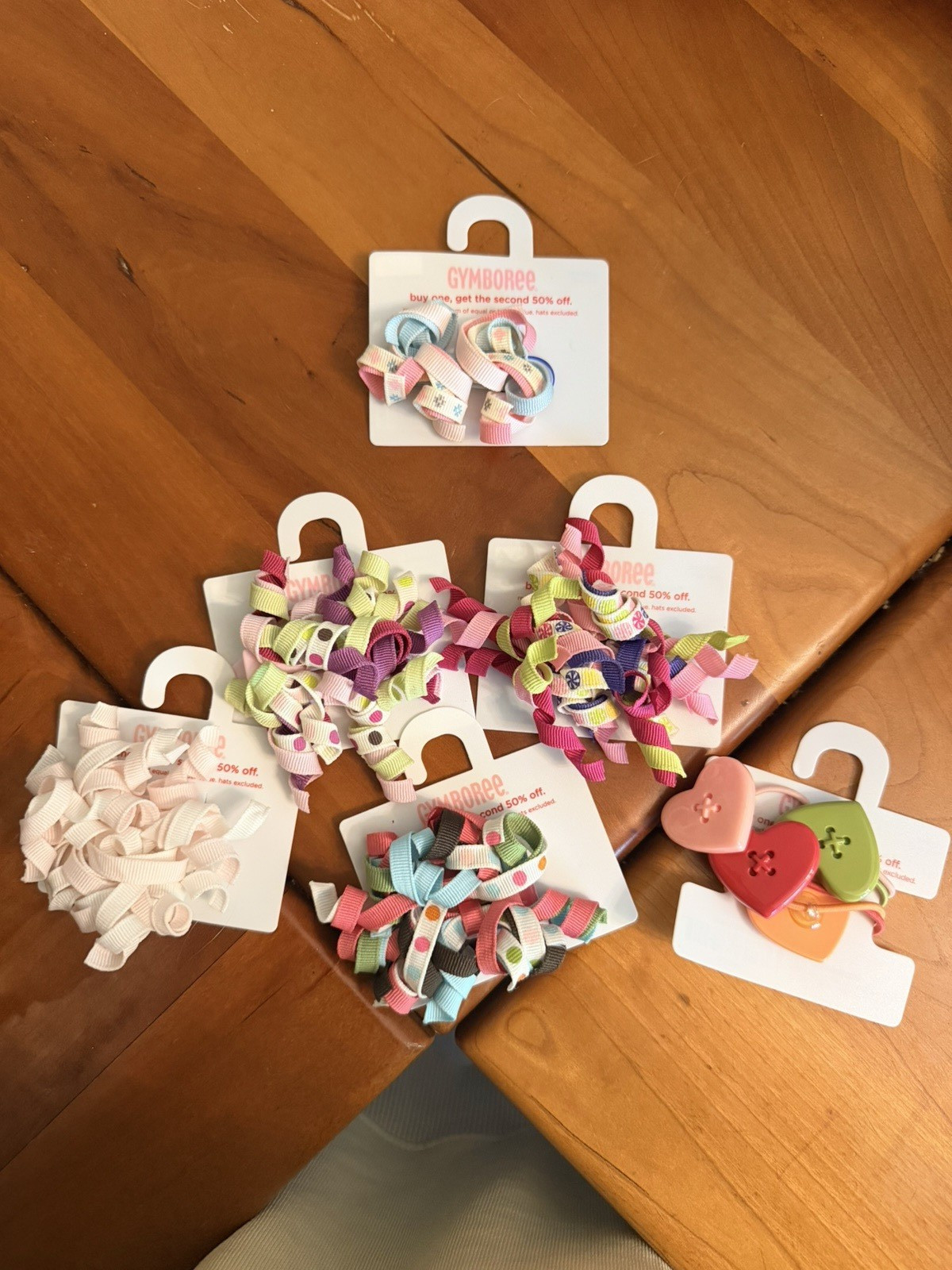 Gymboree Girls Multicolor Bow Hair Clip Lot of 6, Polka Dot Ribbon Accents