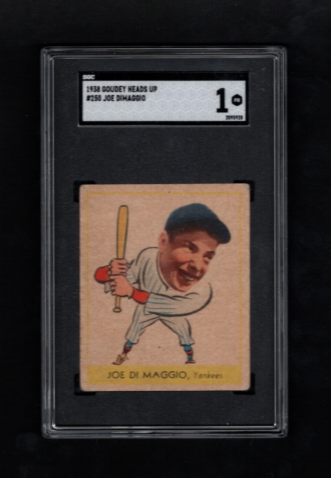 1938 Goudey Heads Up Joe DiMaggio #250 Baseball Card Graded SGC 1 