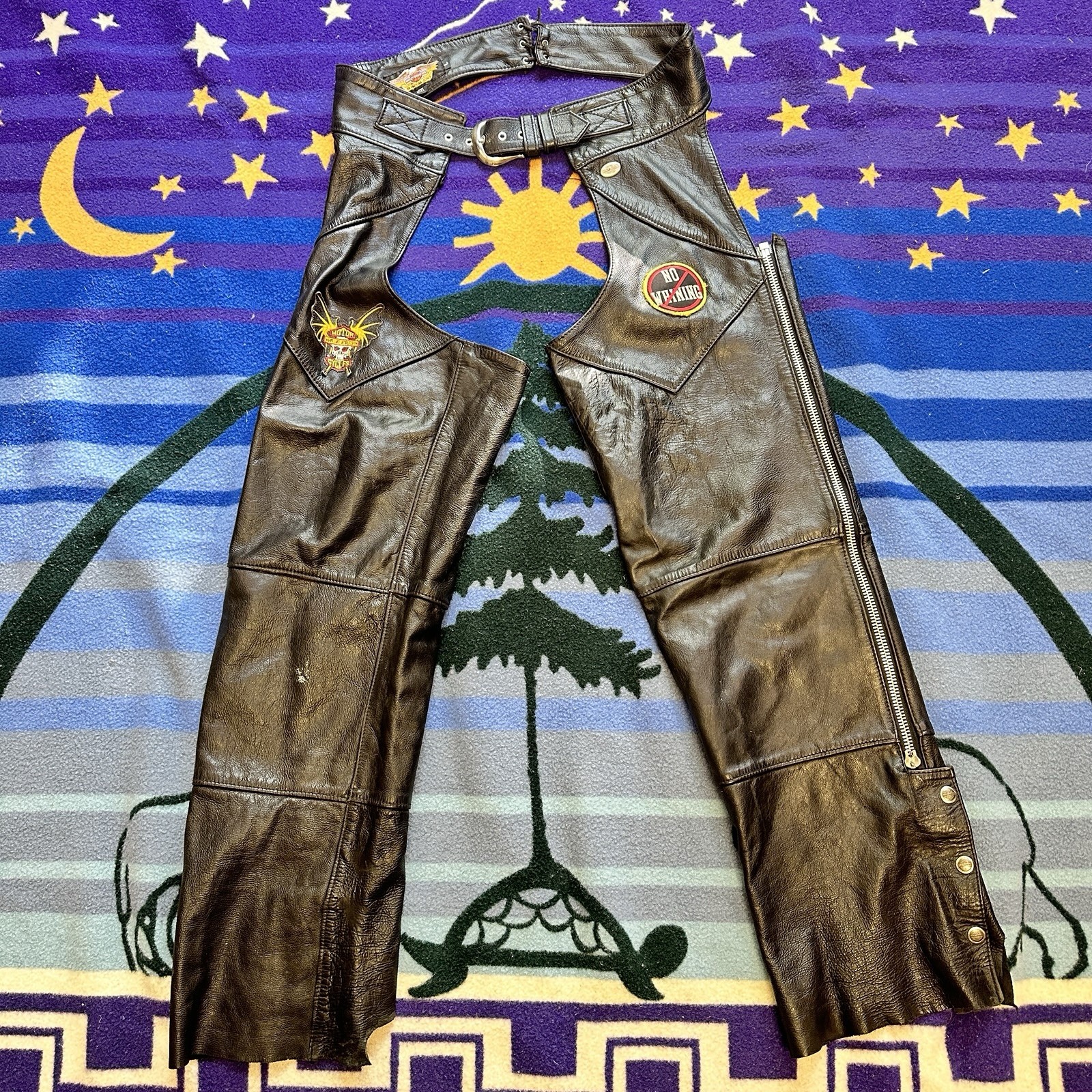 Vintage Harley Davidson Leather Chaps Men’s L Made in USA Conchos Patches Vintage Harley Davidson Leather Chaps Men’s L Made in USA Conchos Patches