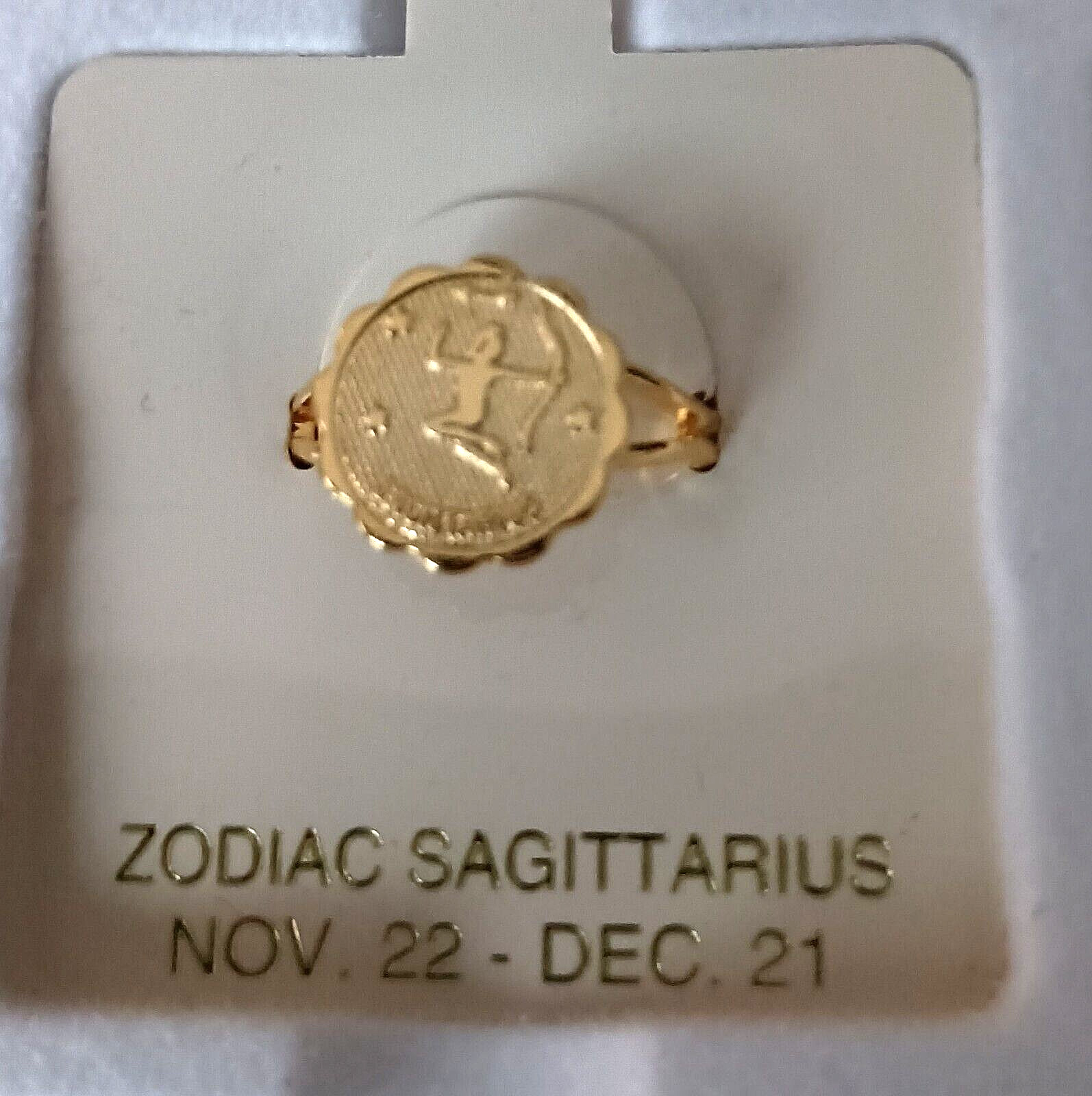 Vintage Sagittarius 11/22-12/31 Zodiac Ring Adj. Sz 5-6.5 1980\'s New NOS