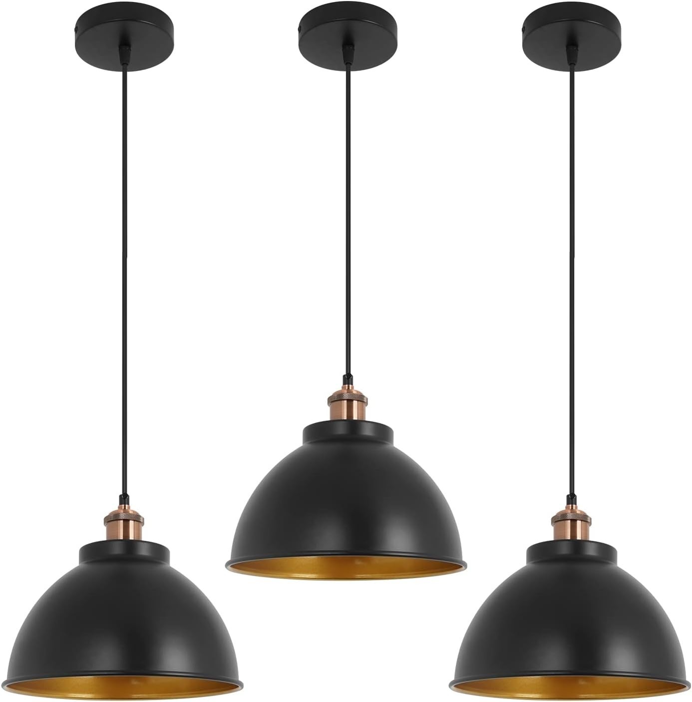 3Pack Pendant Light Industrial Vintage Fixtures Metal with Brushed Nickel Finish