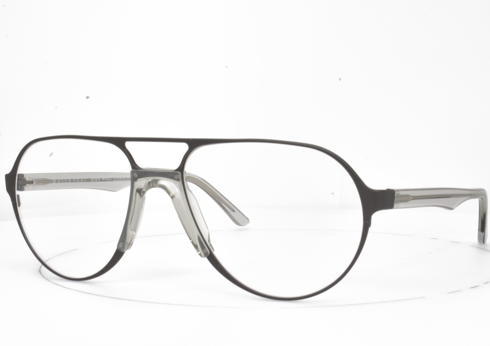 ANDY WOLF Eyeglasses AUSTRIA GREY & CLEAR AVIATOR 59-18-145 ADAM D