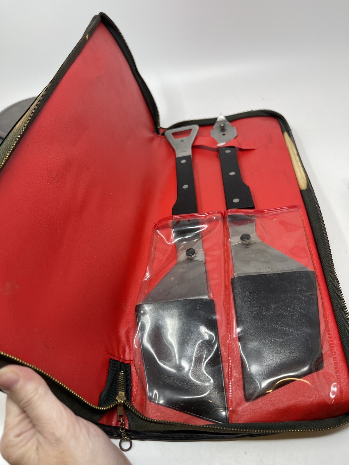 Vintage Venco Japan Barbecue Grill Set Spatula Fork Bottle Opener with Case Vintage Venco Japan Barbecue Grill Set Spatula Fork Bottle Opener with Case