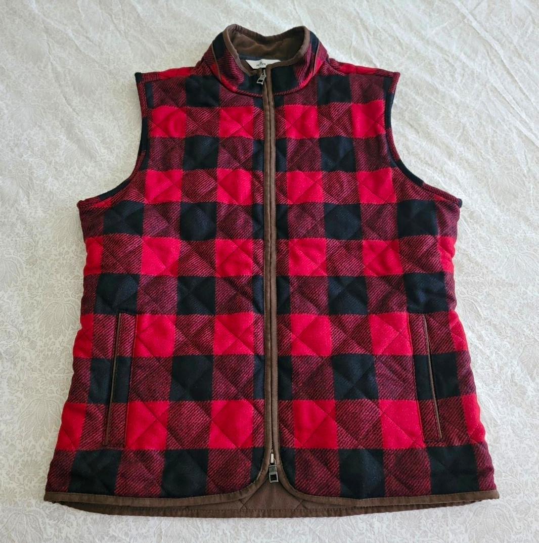 Peter Millar Crown Men’s Wool Quilted Buffalo Plaid Full Zip Vest Size Medium Peter Millar Crown Men’s Wool Quilted Buffalo Plaid Full Zip Vest Size Medium