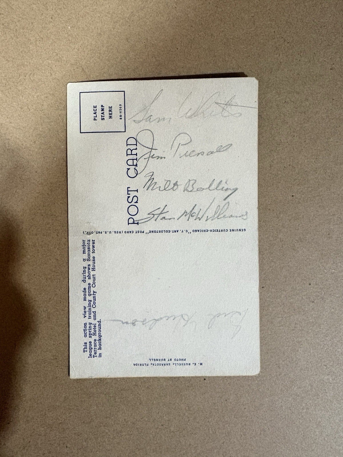 Vintage Boston Red Sox Spring Training Site Post Card With Autographs. Read. Vintage Boston Red Sox Spring Training Site Post Card With Autographs. Read.