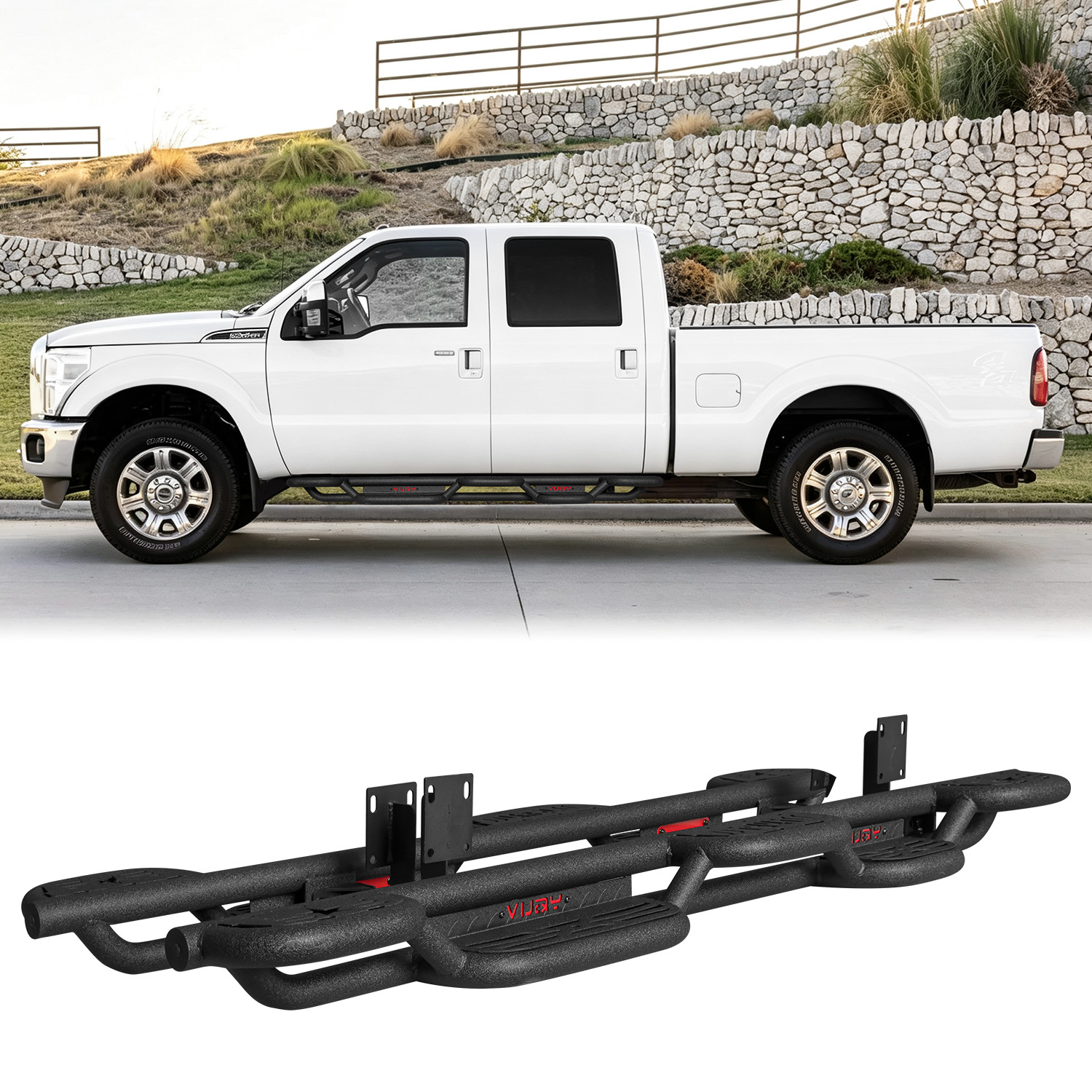 Textured Black Side Steps Nerf Bars Fit 1999-2016 Ford F250 F350 Super Cab