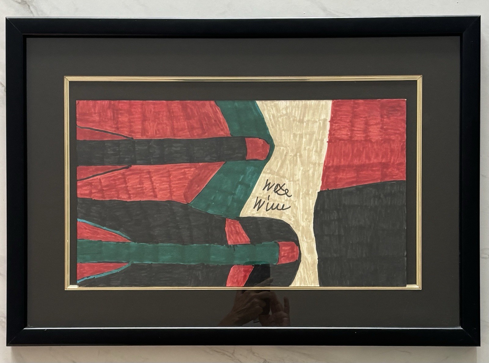 Willie White Signed Mid Century Original Marker On Paper Art