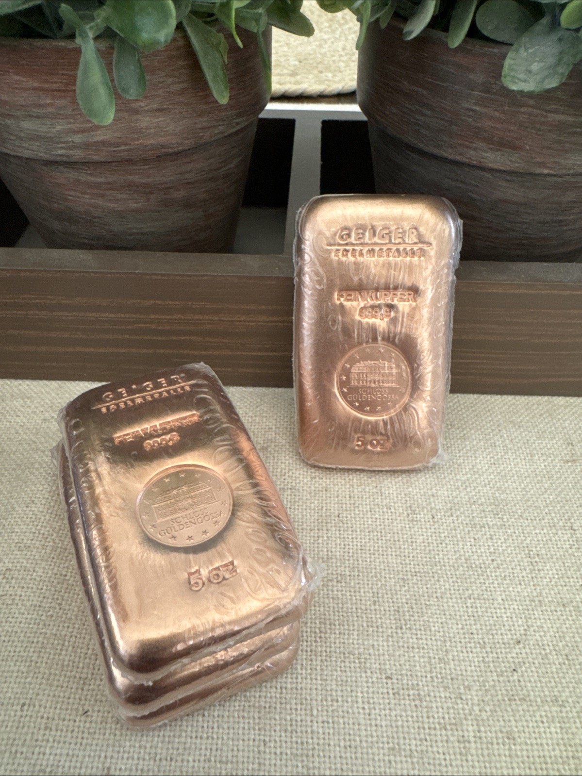 Geiger Edelmetalle 5oz .9999 Feinkupfer Schloss Güldengossa Sealed Copper Bar