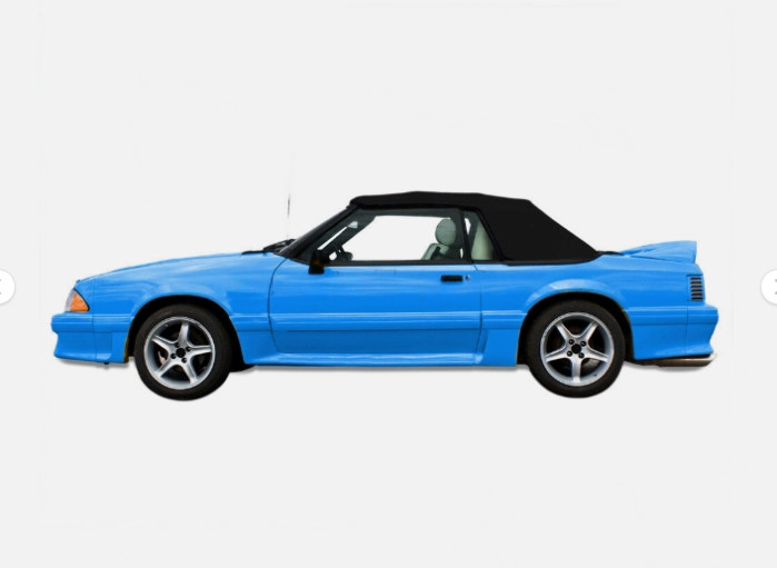1991-93 Ford Mustang Convertible Soft Top w/ DOT Approved Glass Window, BLACK