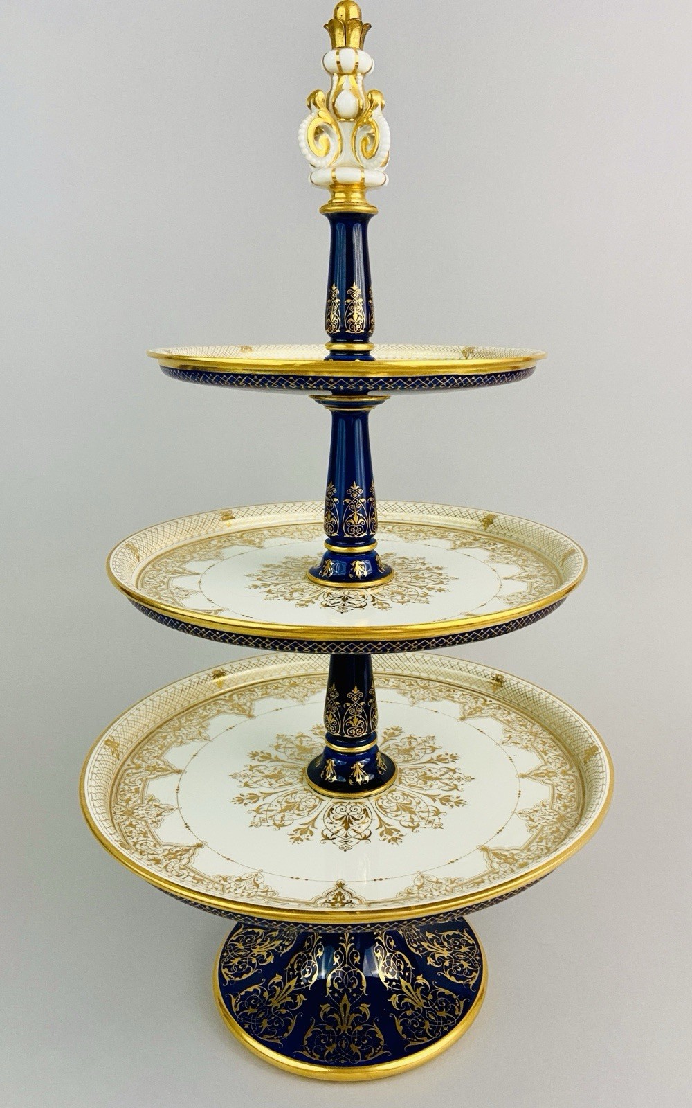 Museum Sèvres Pair Of Three-Tier Dessert Stands 1852, Exceptional Gilding, RARE