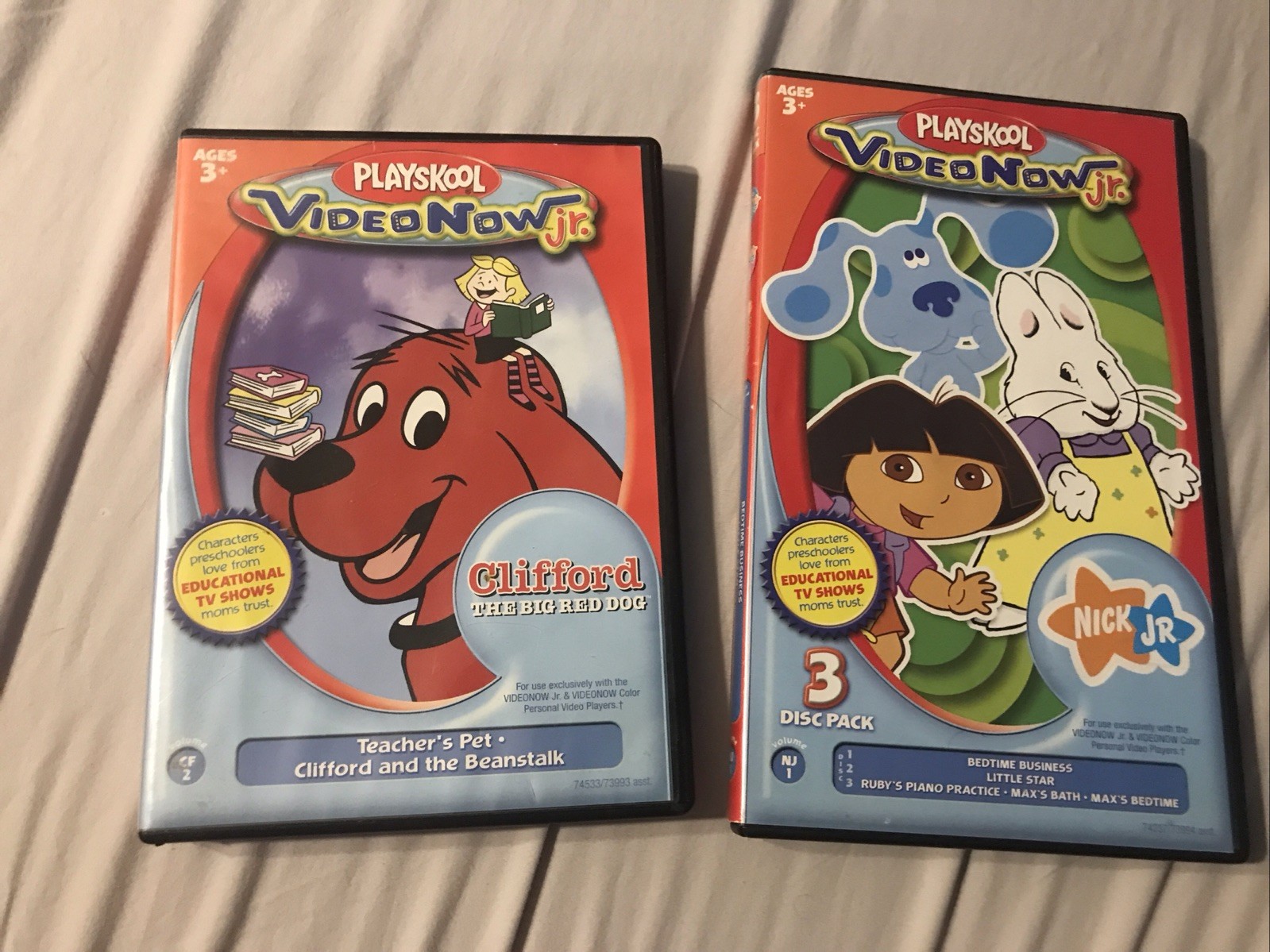 Playskool Video Now Jr Clifford Teacher\'s Pet & The Beanstalk Nick Jr 3 PVD Pack